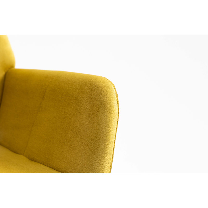 Chaise rembourrée en velours à dossier ouvert, Jaune