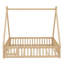 Lit double de style tente Montessori, structure de lit en bois avec garde-corps et lattes-1215025235
