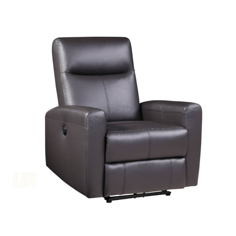 Fauteuil inclinable électrique en cuir fleur avec dossier capitonné et accoudoirs inclinés pour un confort ultime