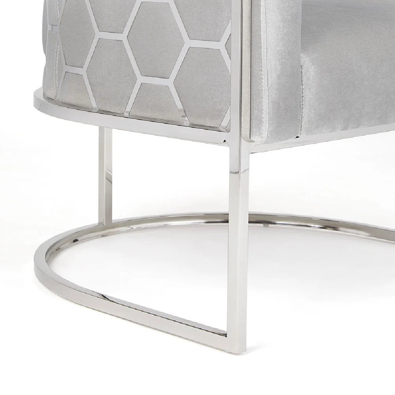 Quesenberry Velvet Barrel Chair, Gray Velvet