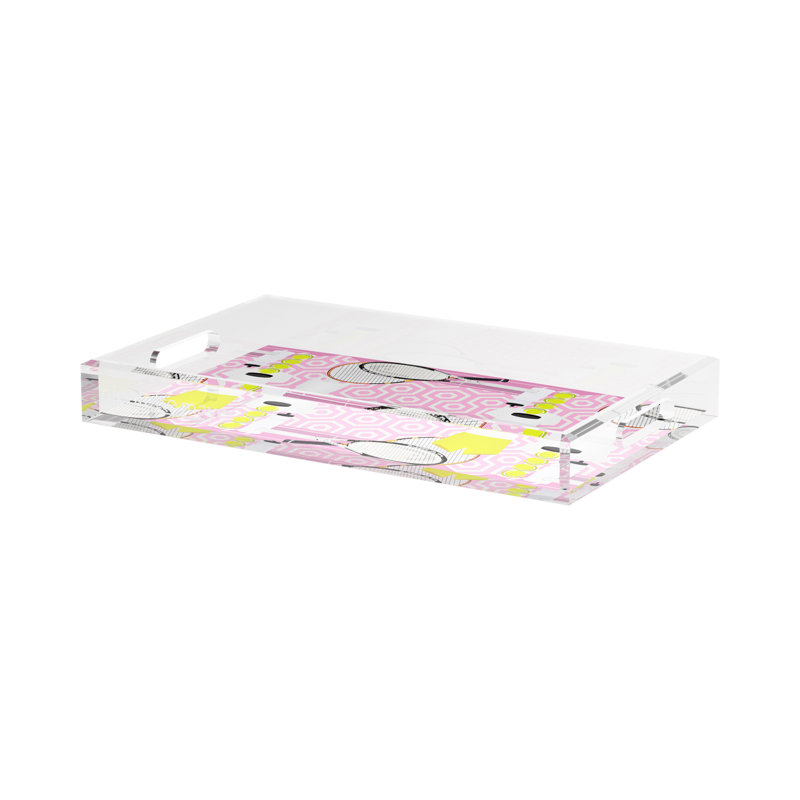 Plateau décoratif tennis Tennis, 2" H x 17" W x 10.5" D, Pink/White