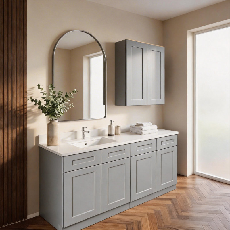 Armoire murale 36 po gris foncé avec tablettes réglables pour la cuisine, la salle de bain et la buanderie, Grey