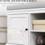 Banquette d'entrée, tissu respirant, rangement pour chaussures, 2 armoires, tablette à niveaux, gris, coussin en lin, assemblage