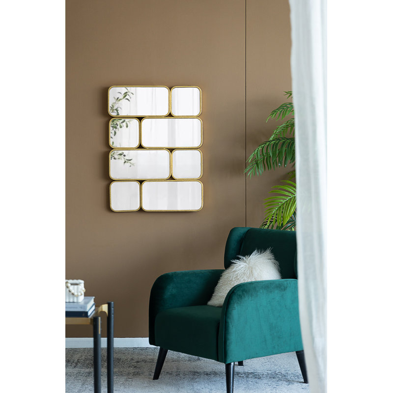 32 "dans le miroir avec le miroir rectangulaire encadré décoratif en métal doré pour la chambre à coucher