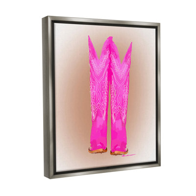 " Vivid Pink Cowgirl Boots Floater Frame " by Amelia Noyes