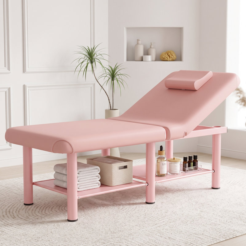 Table de massage professionnelle 75 po, table pliante en similicuir confortable, lit de massage avec dossier réglable et coussin de tête