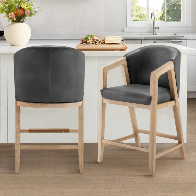 Tabouret de comptoir en similicuir Daina (ensemble de 2), Éléphant de cire