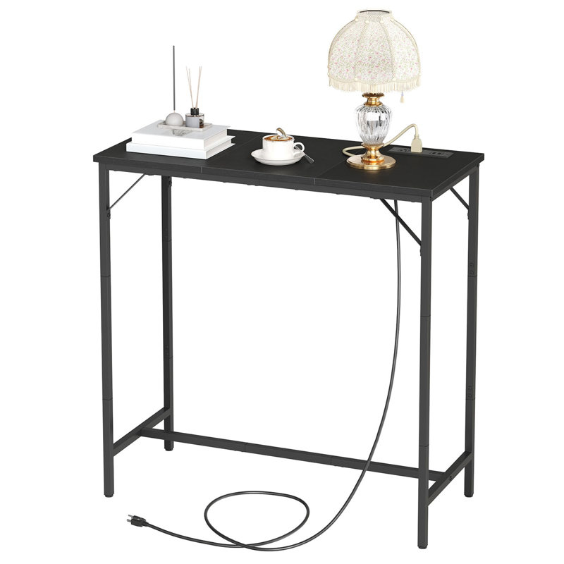 35.4" Bar Table with Charging Station, Black