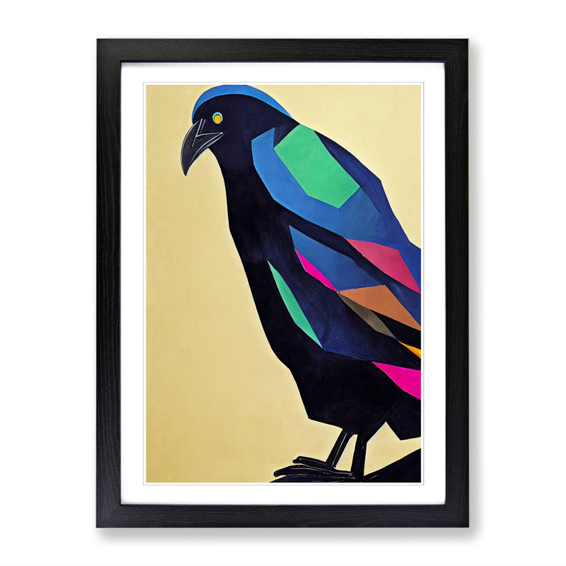 Raven Bird Abstract Vol.1 - Single Picture Frame Print, Walnut, 64cm H x 46cm W x 2cm D
