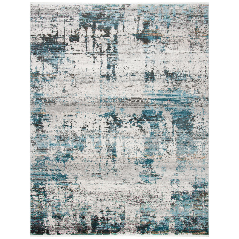 Tapis ivoire / bleu marine Mesa, Rectangle 9 pi x 12 pi