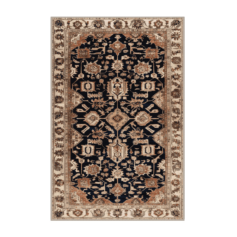 Machine Washable Persian Brown Area Rug, Rectangle 5' x 8'