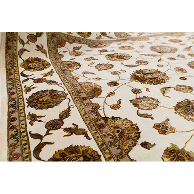 Tapis ivoire et ivoire noué à la main de haute qualité