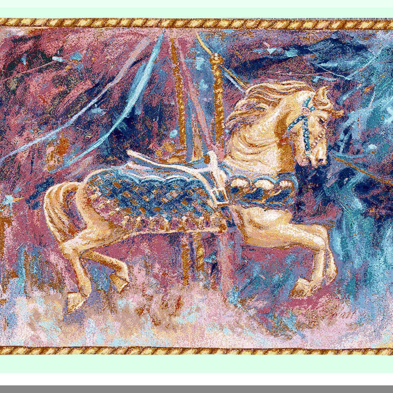 Whimsical Carousel Cotton Tapestry Blanket - 72x54 Gift