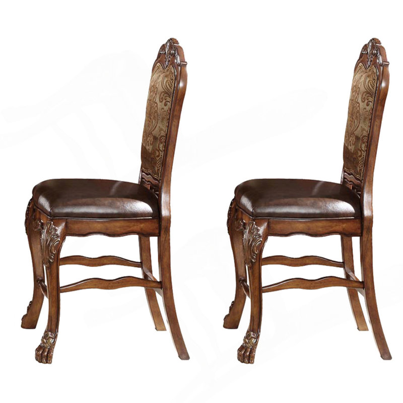 Chaises à hauteur de comptoir beige et chêne cerise (ensemble de 2)