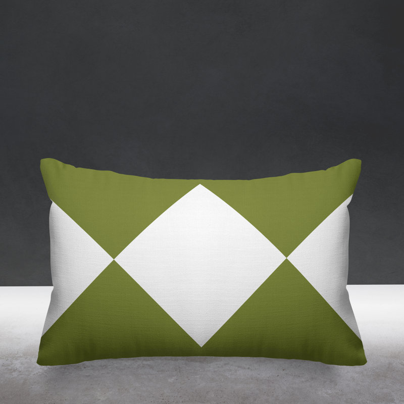 Coussin décoratif à motif géométrique intérieur / extérieur Alexis Diamond, Vert olive