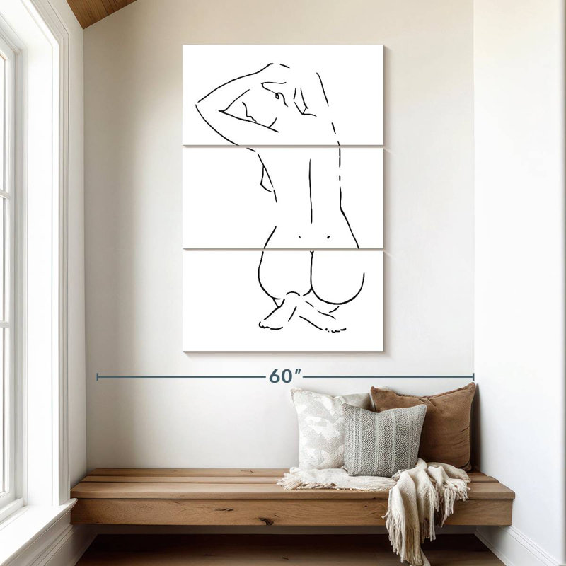 Esquisse de corps féminin Leisha VII - noir et blanc, H 50 po x l 32 po
