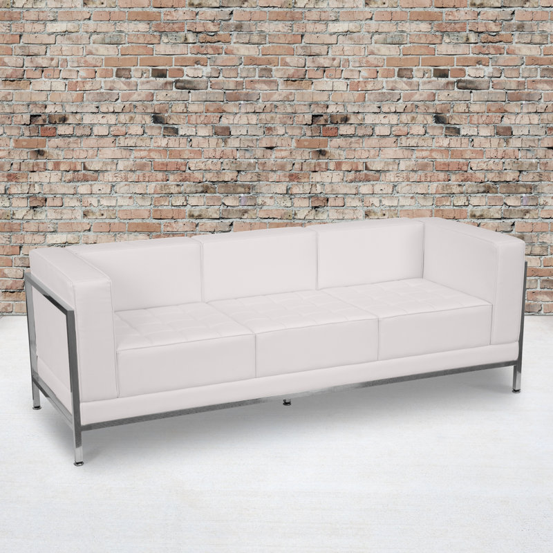 Canapé modulaire Annis LeatherSoft avec siège matelassé et structure enveloppante, Off-White