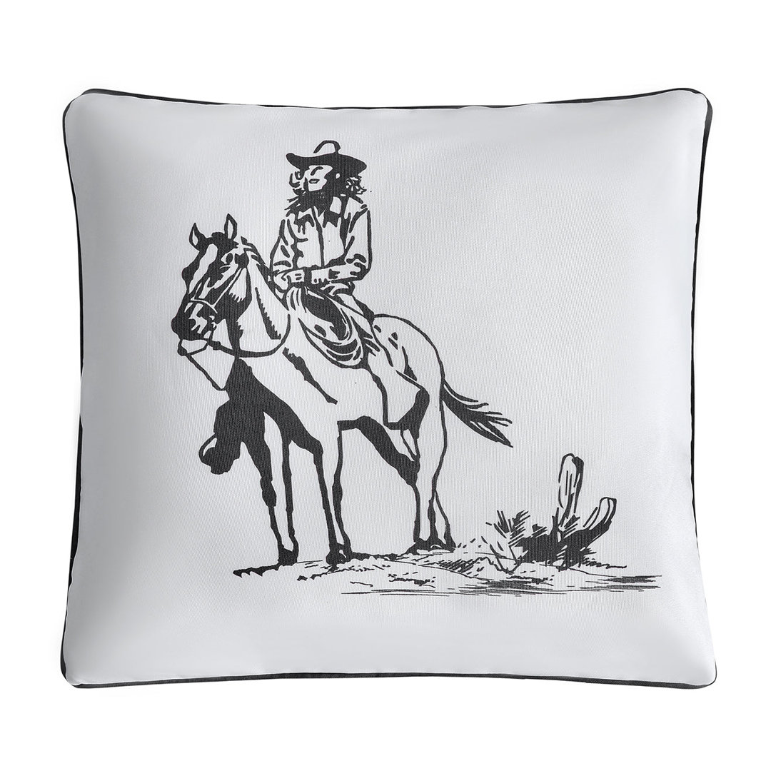 Ranch Life White/Black Cowgirl Western Rustic Farmhouse 20x20 inch Indoor/Outdoor Pillow Paseo Road by HiEnd Accents