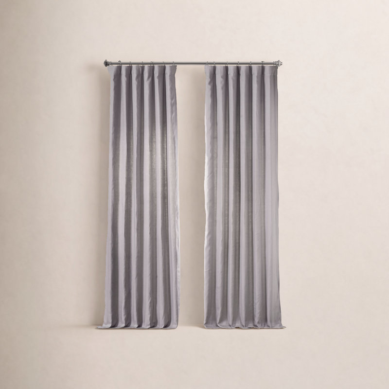Briella French Linen Room Darkening Curtain, Earl Gray, 50" W x 96" L
