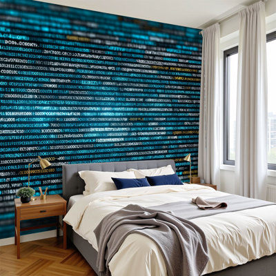 Peel and Stick Wallpaper 96" W x 69" H Modern Self Adhesive Wall Mural for Bedroom Software developer programming code computer