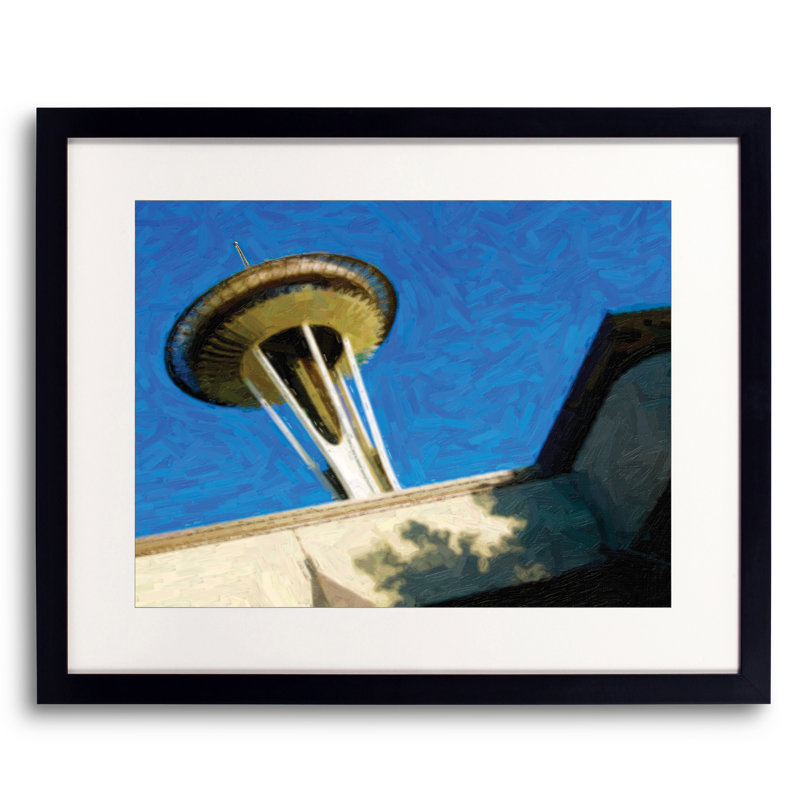 Space Needle Print by Tom Kostes, Black Framed Paper, 17.2" H x 21.2" W