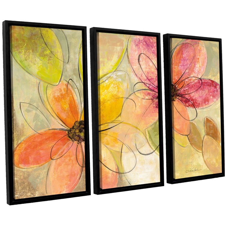 Neon Floral' by Silvia Vassileva 2 Piece Painting Print on Canvas Set