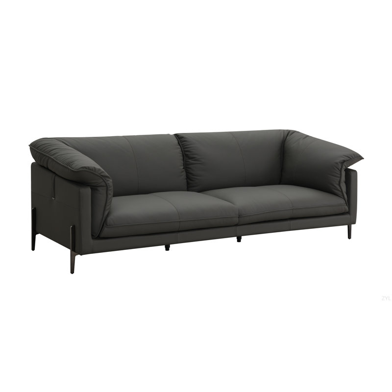 Black Top Grain Leather Sofa