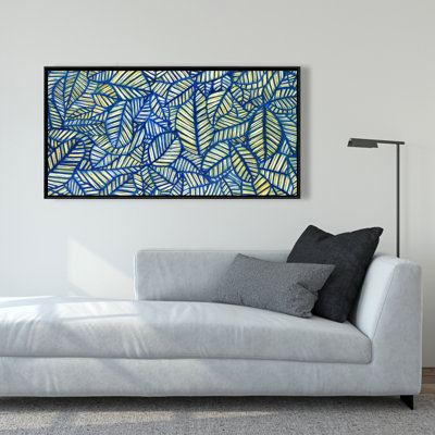 Blue Leaf Patterns Print On Canvas