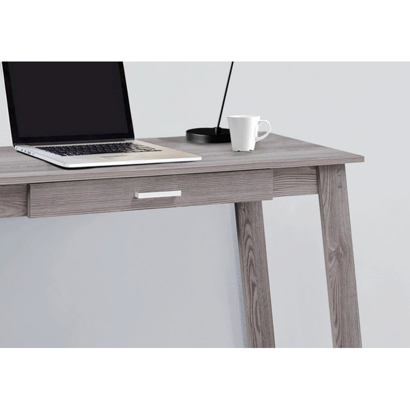 Contemporary Computer Desk, Home Office Desk With Storage Drawers, Gray