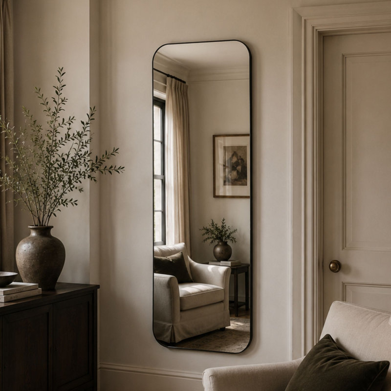 Full Length Scandi Curved Mirror, Black
