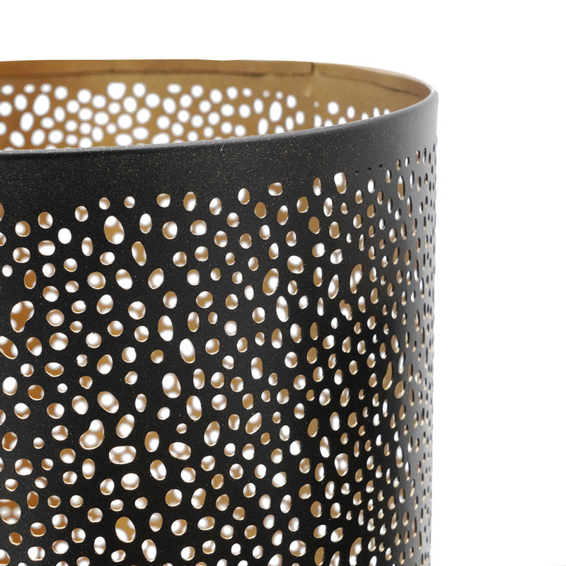 Ensemble de porte-bougies 3 pièces Hurricane, noir percé avec intérieur doré