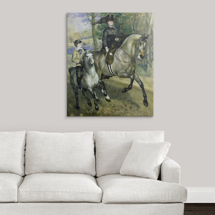 «Cavalière dans le bois de Boulogne», reproduction de peinture à l'huile, H 48 po x l 38 po x P 1,5 po, Toile