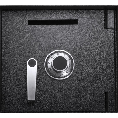 Black Steel Floor Safe 0.89 Cubic Ft - Build, With Drop Slot And Lock Invisible Design, 15.35 In Width, Solid