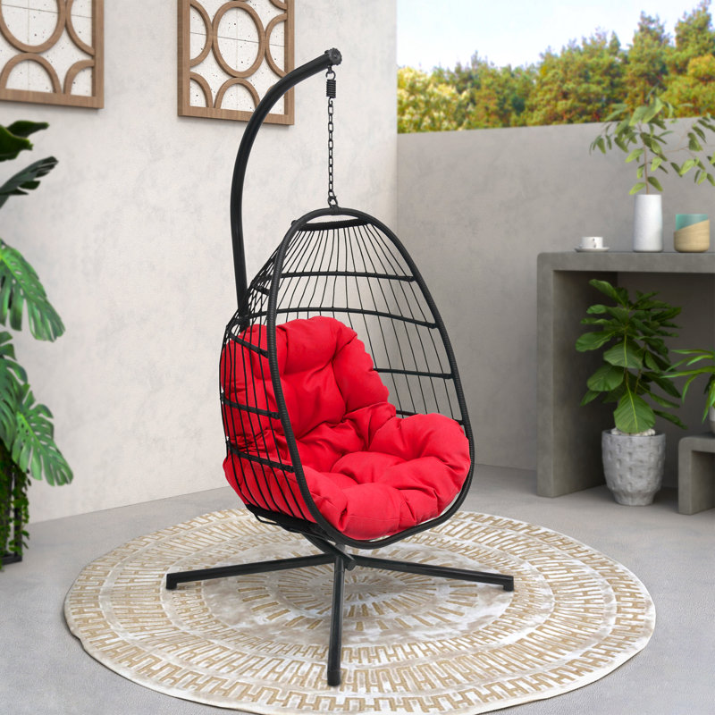 Helman Porch Swing with Stand, Red
