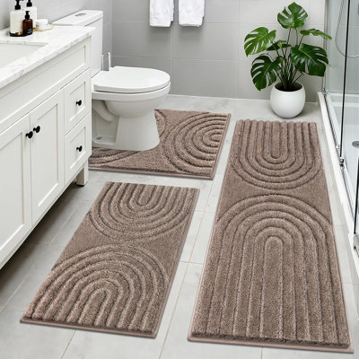 Tapis de salle de bain absorbant et antidérapant lavable (ensemble de 3)