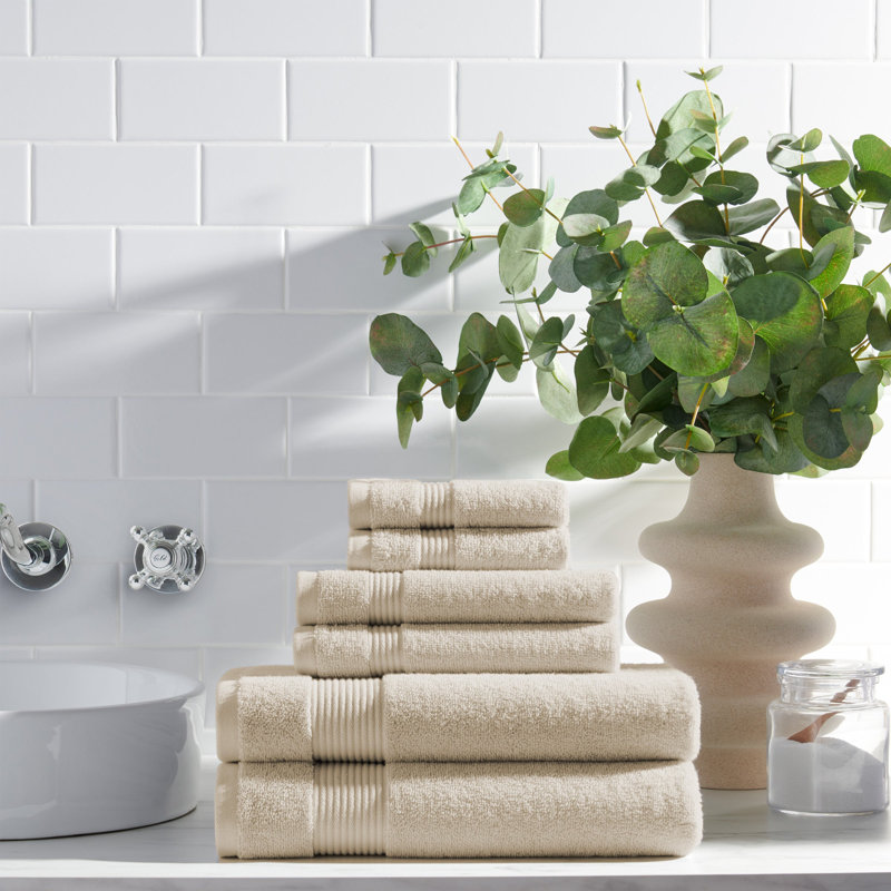 Brendle 6pc Bath Towel Set, Almond Milk