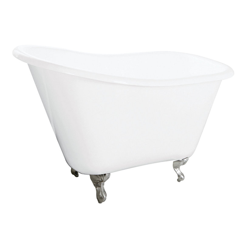 Baignoire sur pattes en fer en forme de D 51 po Tazatina Kingston Brass (sans perçage de robinet), Nickel brossé
