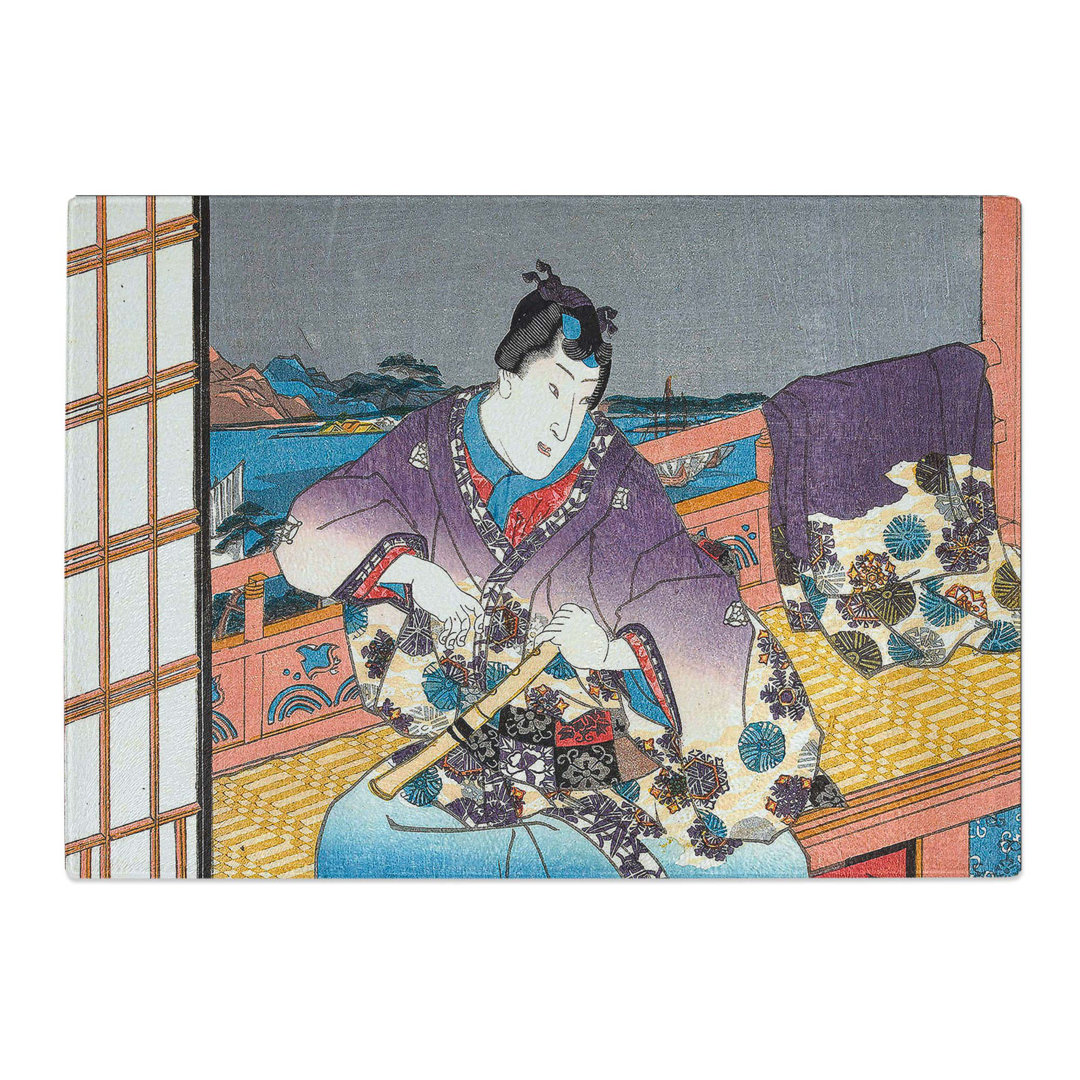 Tempered Glass Holding a Flute by Utagawa Kuniteru Chopping Board