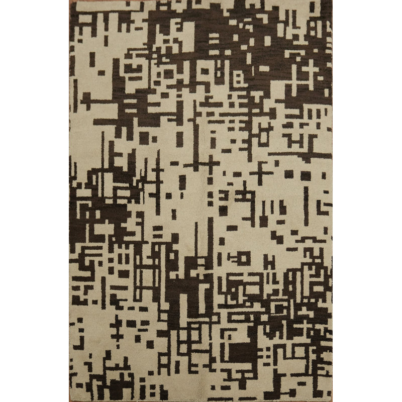 Tapis gÃ©omÃ©trique moderne avec motif abstrait en forme de casse-tÃªte, 5 x 8