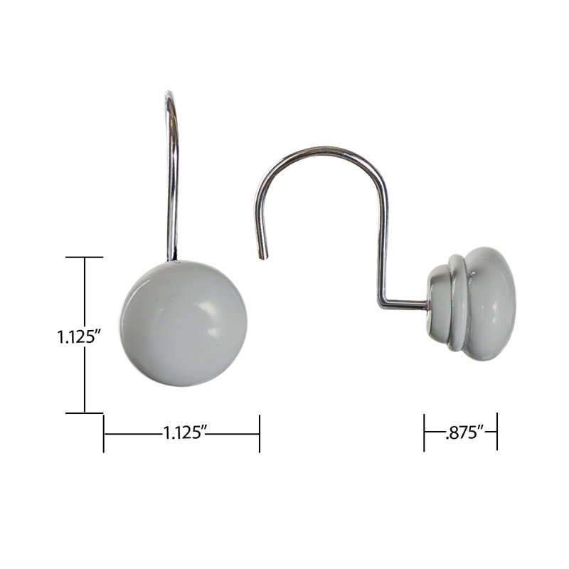 Gray Resin Decorative Shower Curtain Hooks Set of 12