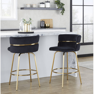 Laurenzio Swivel Upholstered Counter Stool with Metal Frame