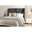 Tête de lit pour grand lit de 54 po, tissu en velours gris foncé, structure en métal, pas de sommier tapissier, lit tapissier facile à monter pour tête de lit haute, méthode rapide