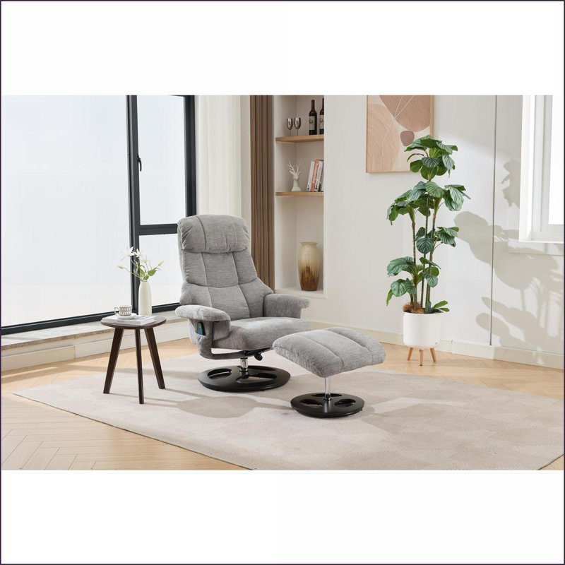 Fauteuils inclinables | Fauteuil inclinable moderne pivotant à 360 ° avec repose-pieds, tissu en chenille, massage à 5 points Chauffage, gris ardoise | Tissu chenille | Gris ardoise