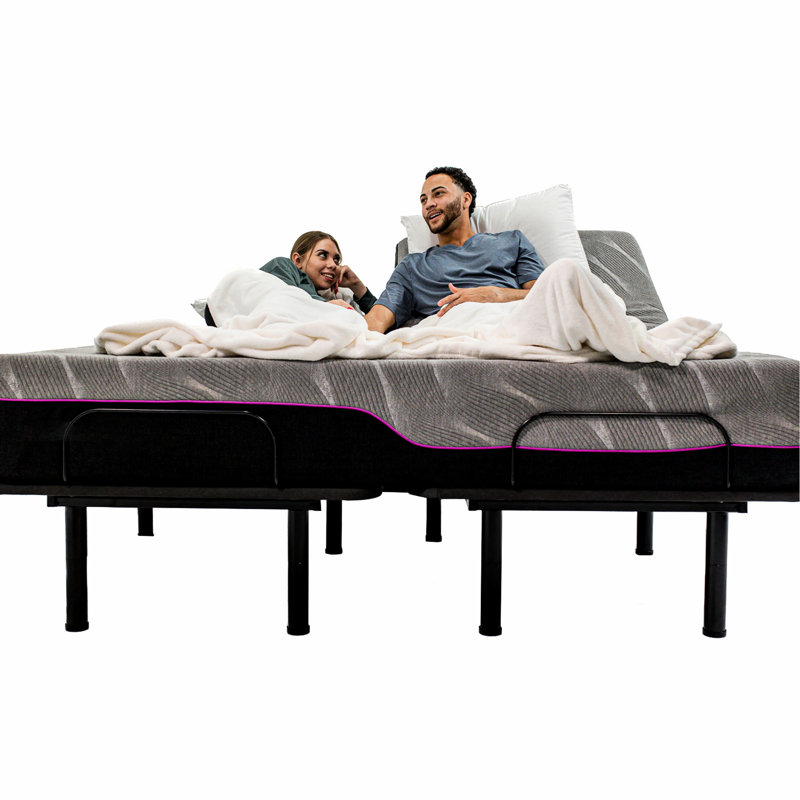 Base très grande taille réglable et matelas en mousse à mémoire de forme à 4 couches - tricot respirant, mousse de cuivre rafraîchissante, matelas personnalisables de 11 pouces, housse non, installation facile et confortable