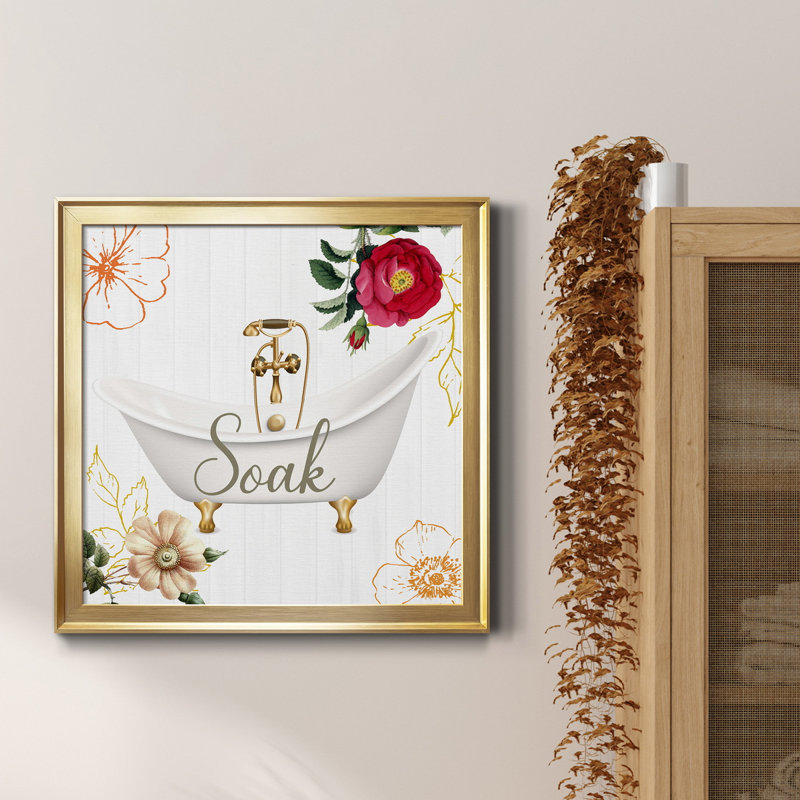 Soak - Peinture sur toile encadrée, H 34,5 po x l 34,5 po x P 1,5 po, Toile avec cadre or