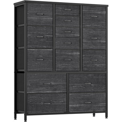 Commode 15 tiroirs en tissu - Organisateur de rangement polyvalent pour chambre à coucher, salon, vestibule et chambre d'enfant - Structure en acier durable avec tiroirs pliables, poche latérale et crochets