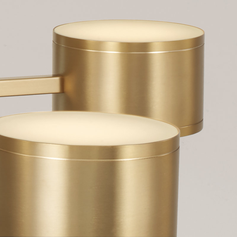 42.25" W x 8" H Integrated LED Chandelier in Aged Brass with Up and Down Cylinder Lights