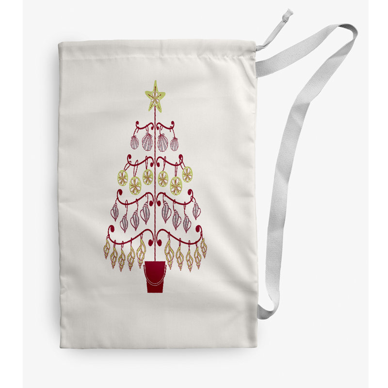 Sac à linge Beach Tree Christmas, Moyen (H 36 po x l 28 po), Ivoire
