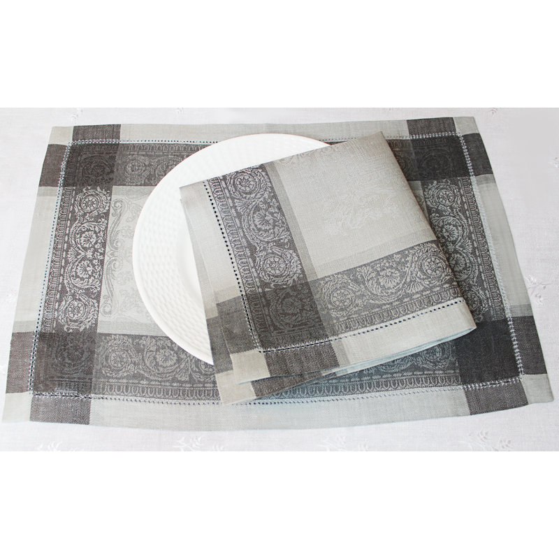 French Home Linen Cleopatra Napkins, Shades of Gray