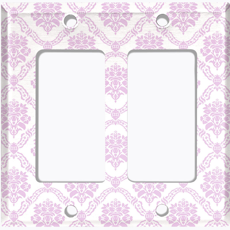 Plaque murale à 2 interrupteurs à bascule Elegant Damask, Rose / blanc